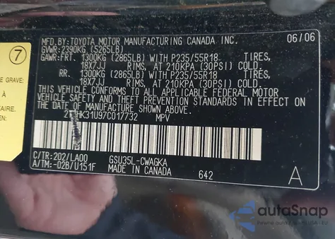 2007 Lexus Rx 350 из США, поврежденный, VIN 2T2HK31U97C017732